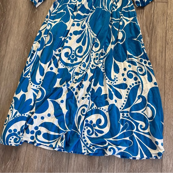 Boden Maya Kimono Jersey Maxi Dress in Indigo Bunting Ripple Swirl - Picture 8 of 14